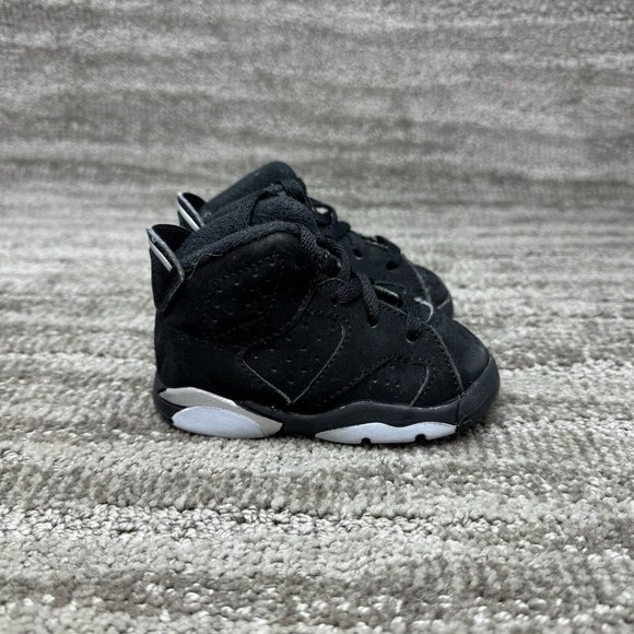 Nike Air Jordan 6 Retro TD Chrome Black Suede DX6179-001 Toddler Size 4C